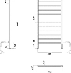 Domoterm Полотенцесушитель Медея П10 500x1000 EK R – фотография-4